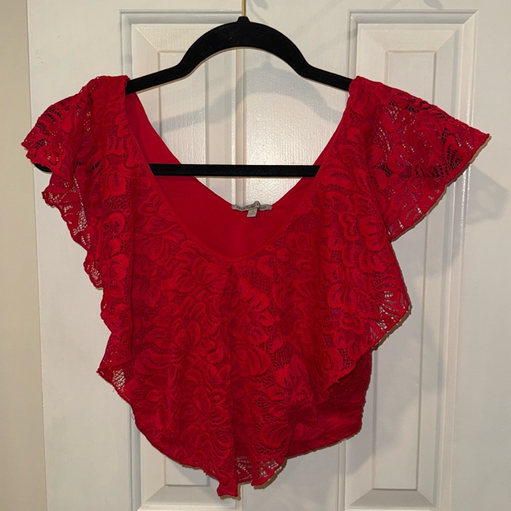 Red laced crop top